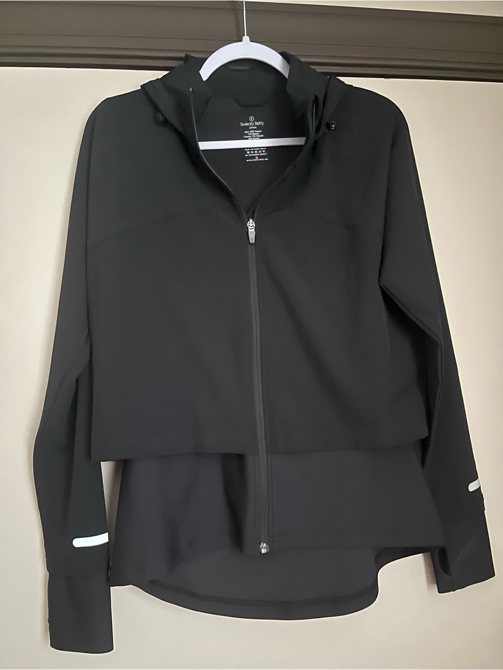 Sweaty Betty Black Hooded Layered Zip Jacket